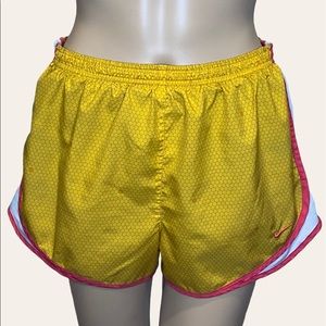 Nike Dri-Fit Tempo 2-in-1 Yellow Honeycomb Running Athletic Shorts Sz Medium VGC